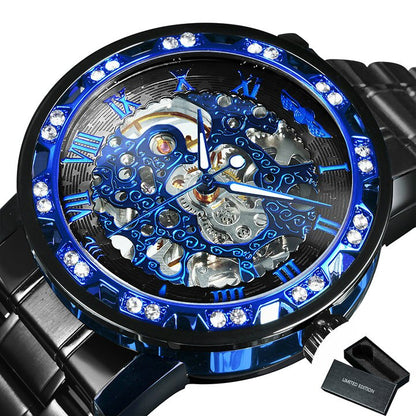 Montre squelette automatique audacieuse pour homme 