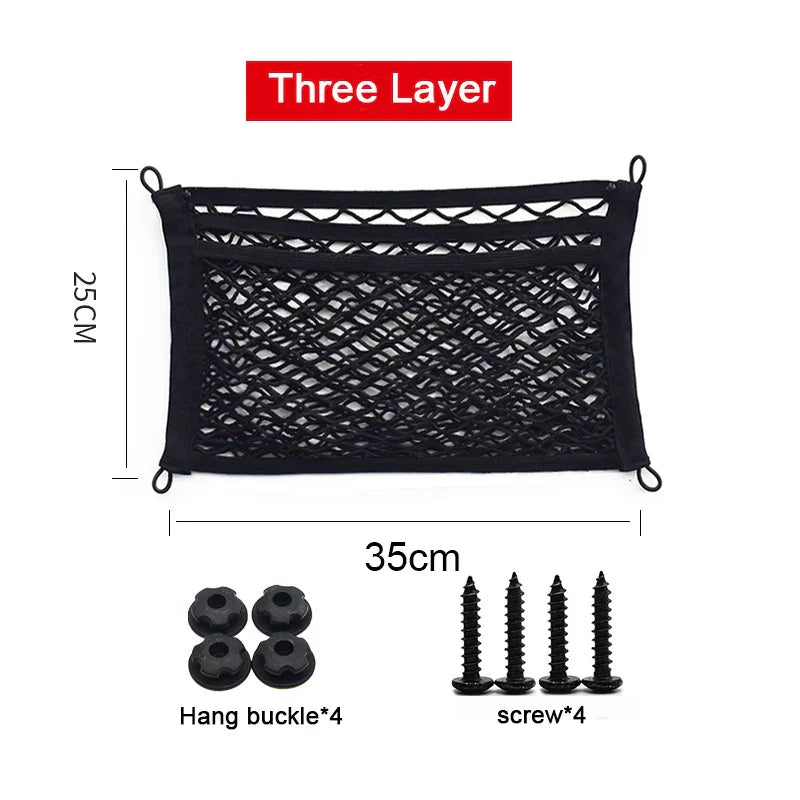 Organisateur de rangement de voiture flexible en filet avec poche intégrée