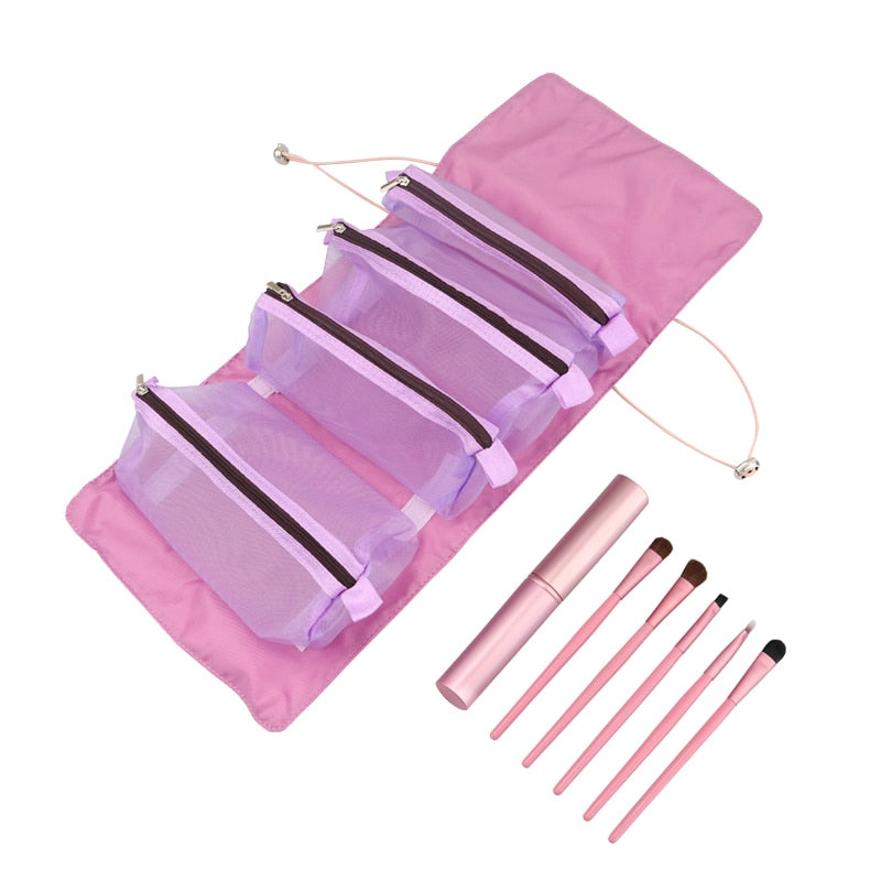 Trousse de rangement de maquillage pliable et portable pour les voyages
