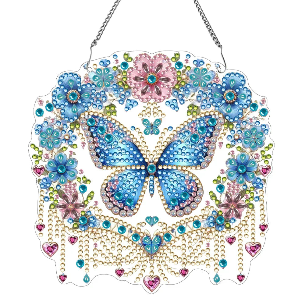 Pendentif décoratif papillon coloré en diamant