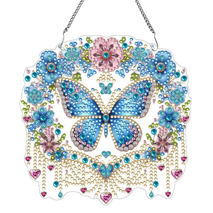 Pendentif décoratif papillon coloré en diamant