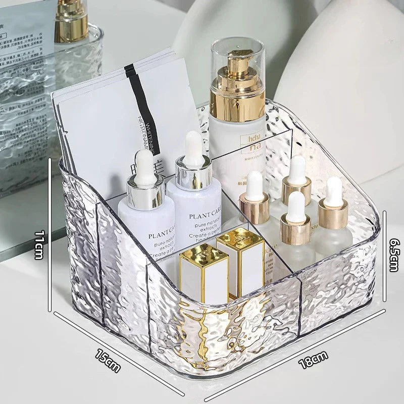 Boîte de rangement de maquillage spacieuse avec motif ondulé