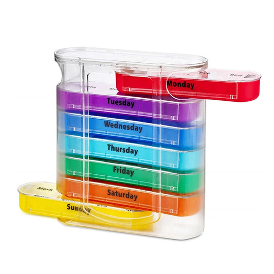 Weekly Pill Box Organizer with 28 Compartments - Halri