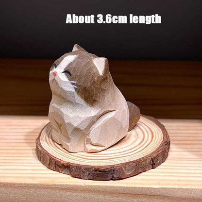 Adorables figurines d'animaux de compagnie en bois fabriquées à la main