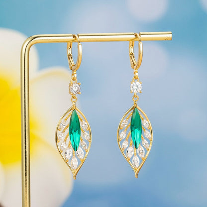 Glossy Green Crystal Drop Earring - Halri