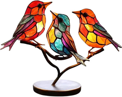 Sculpture décorative en forme de perchoir à oiseaux aux couleurs vives