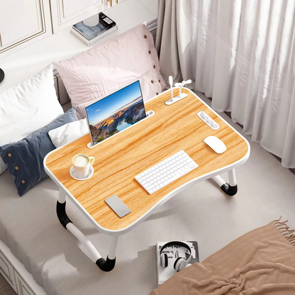 Bureau compact pour ordinateur portable avec lampe USB et ventilateur