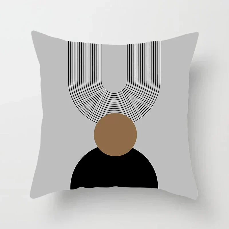 Housse de coussin décorative élégante noire et blanche à motifs abstraits