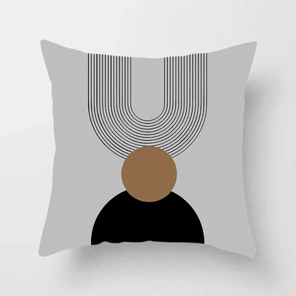 Housse de coussin décorative élégante noire et blanche à motifs abstraits