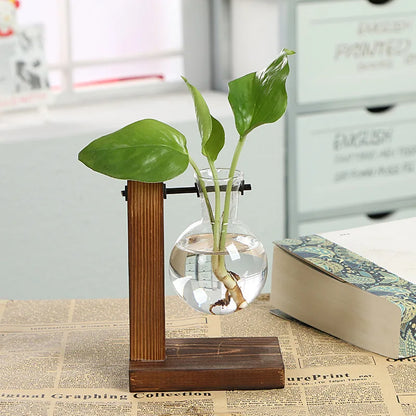 Ensemble de vases rustiques en bois et verre pour fleurs fraîches