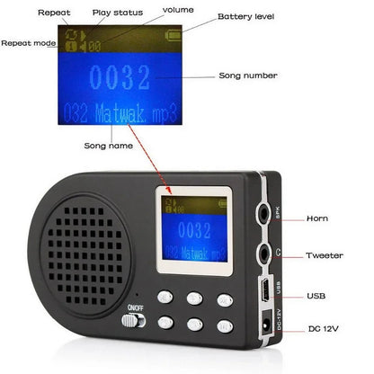Compact Digital Bird Caller MP3 Player with LCD Screen