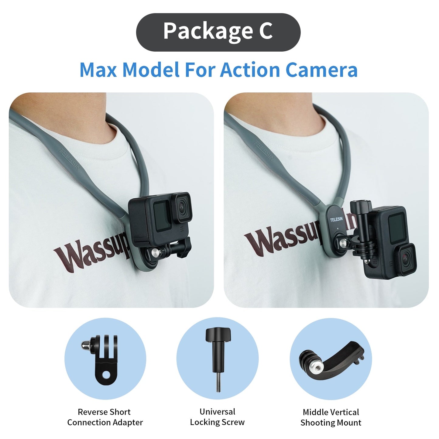 Sangle de cou flexible pour caméra d'action