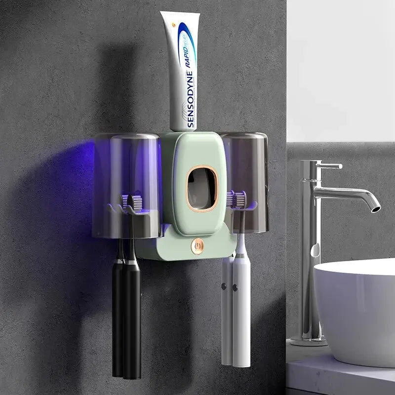 Porte-brosse à dents stérilisable aux UV avec distributeur automatique