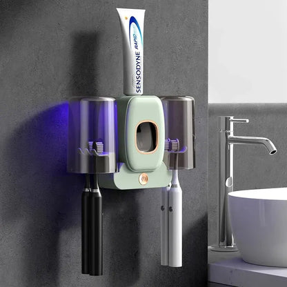 Porte-brosse à dents stérilisable aux UV avec distributeur automatique