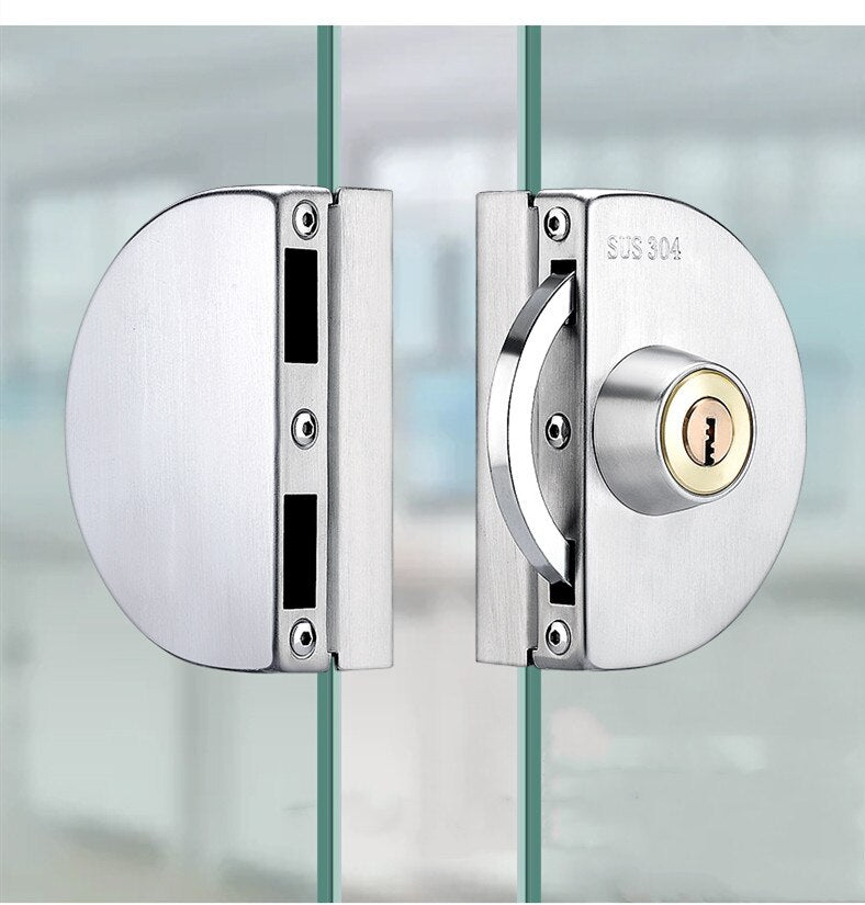 Serrure en acier inoxydable pour porte coulissante en verre sécurisée