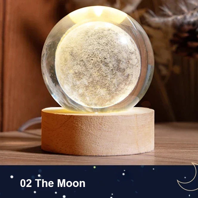 Lampe de nuit galaxie cosmique | Boule de cristal LED avec étoiles