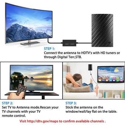Long Range HD TV Antenna - Amplified Indoor Outdoor HDTV