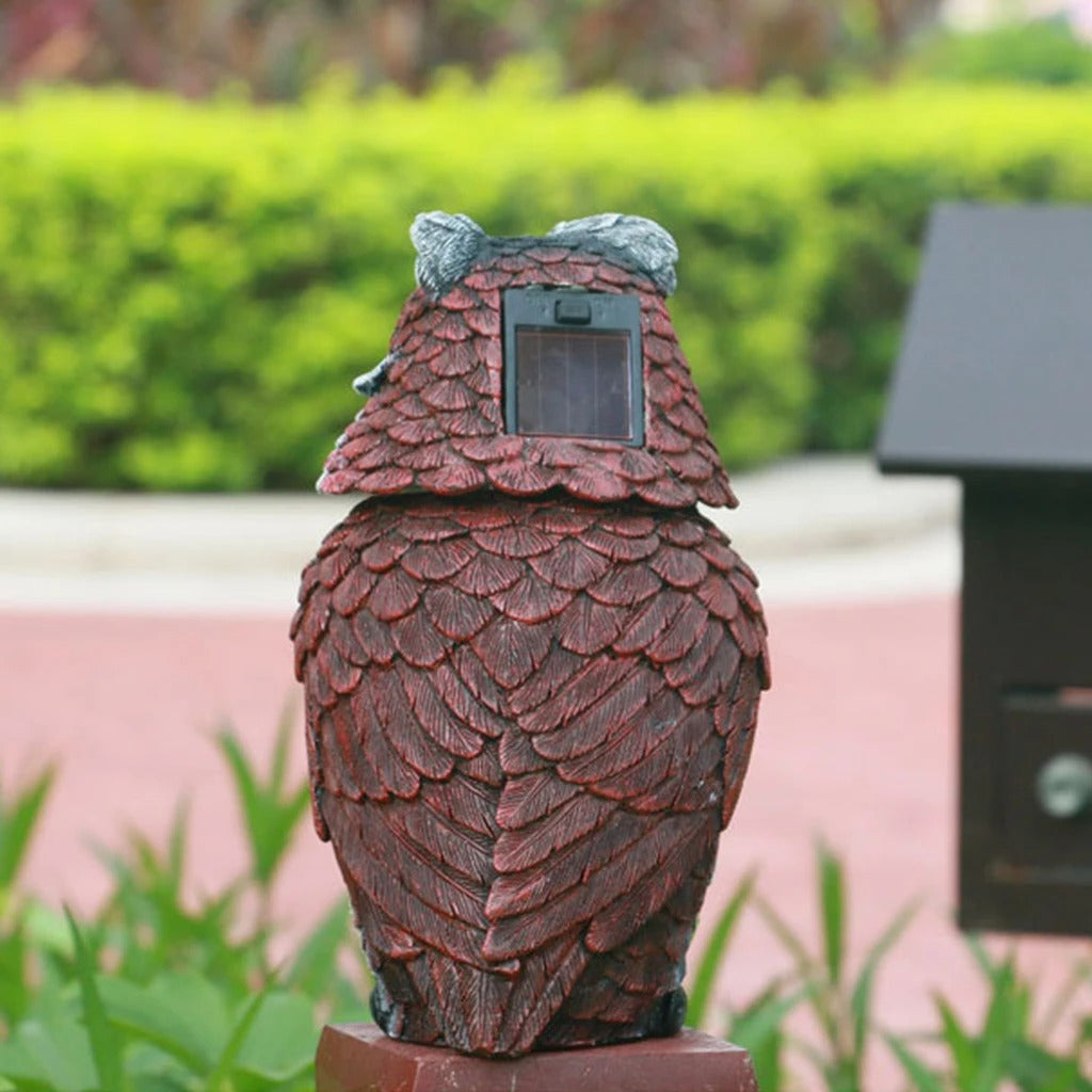 Outdoor Solar Owl Repellent Garden Statue