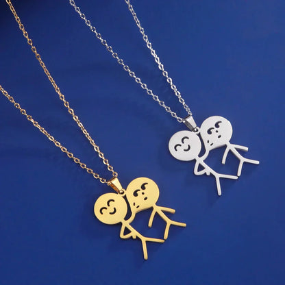 Collier pendentif bonhomme bâton punk amusant avec doigt d'honneur