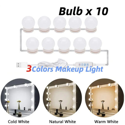 Kit d'éclairage LED professionnel pour maquillage avec 10 lampes à intensité variable