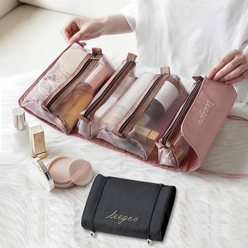 Trousse de rangement de maquillage pliable et portable pour les voyages