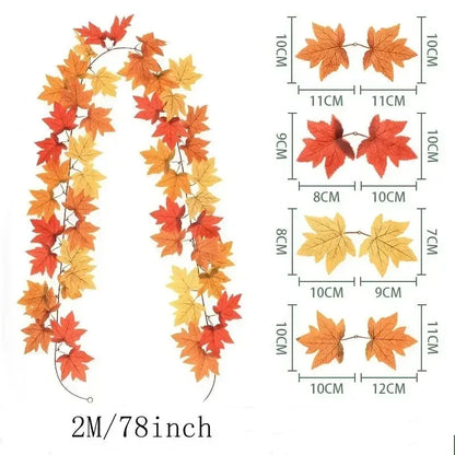 Guirlande décorative automnale en feuilles d'érable artificielles