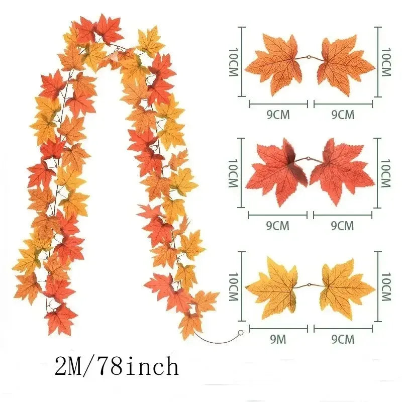 Guirlande décorative automnale en feuilles d'érable artificielles