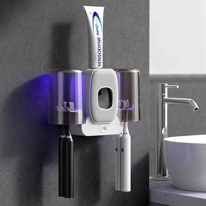 Porte-brosse à dents stérilisable aux UV avec distributeur automatique