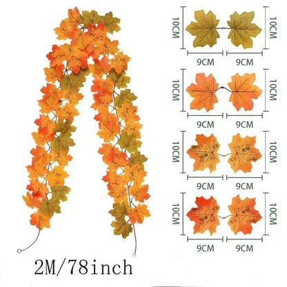 Guirlande décorative automnale en feuilles d'érable artificielles