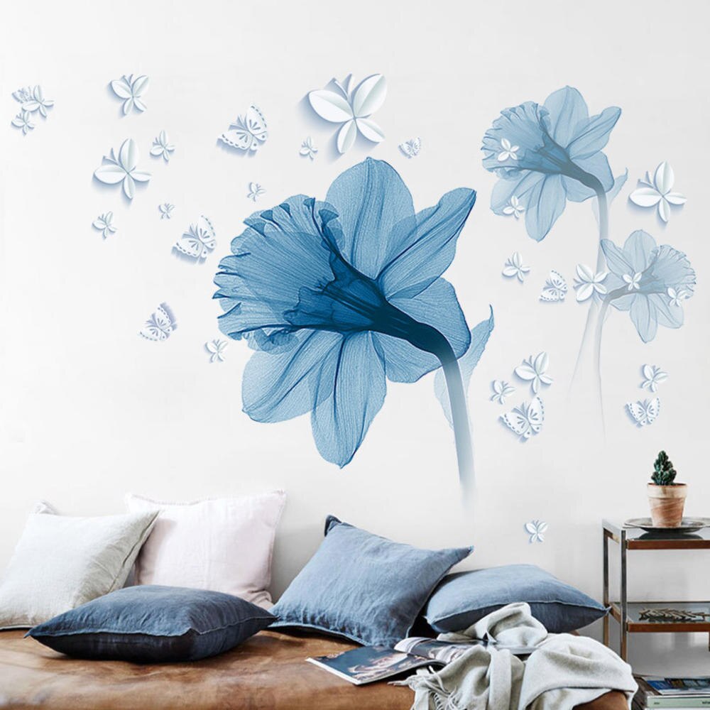 Magnifique autocollant mural floral en vinyle
