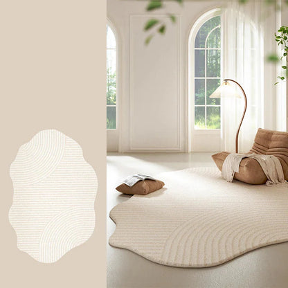 Tapis à rayures beiges et blanches