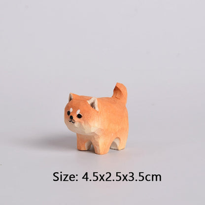 Adorables figurines d'animaux de compagnie en bois fabriquées à la main