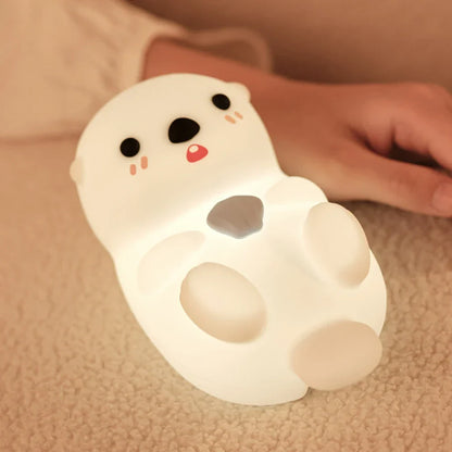 Lampe de nuit LED à douce lueur en silicone souple rechargeable
