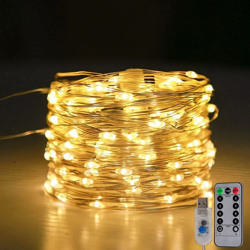 Guirlande lumineuse colorée avec port USB et télécommande