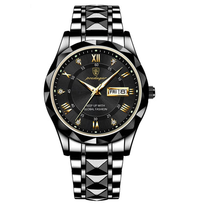 Men's Silver Stainless Steel Watch with Glow Dial