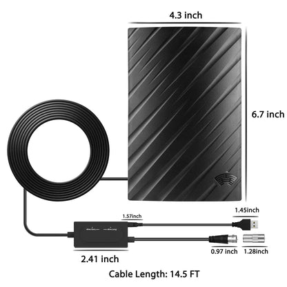 Long Range HD TV Antenna - Amplified Indoor Outdoor HDTV