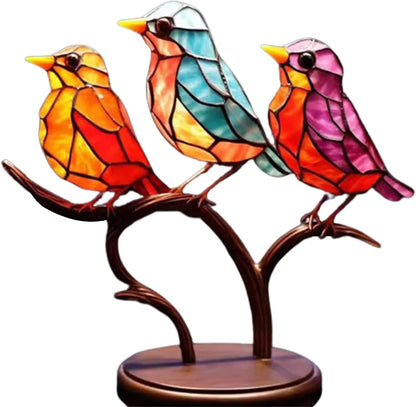 Sculpture décorative en forme de perchoir à oiseaux aux couleurs vives