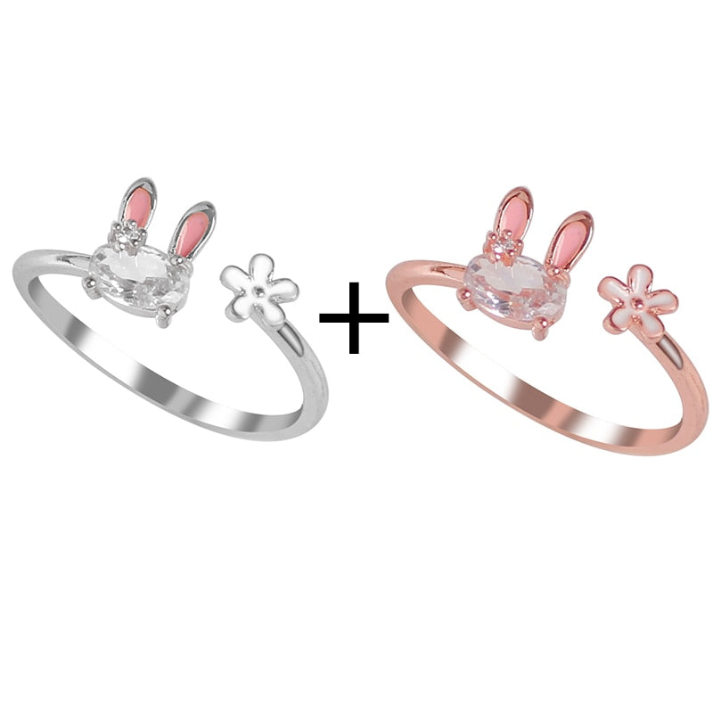 Bague lapin mignonne et scintillante