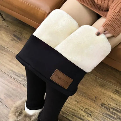 Leggings en cachemire chaud pour femme, taille haute gainante
