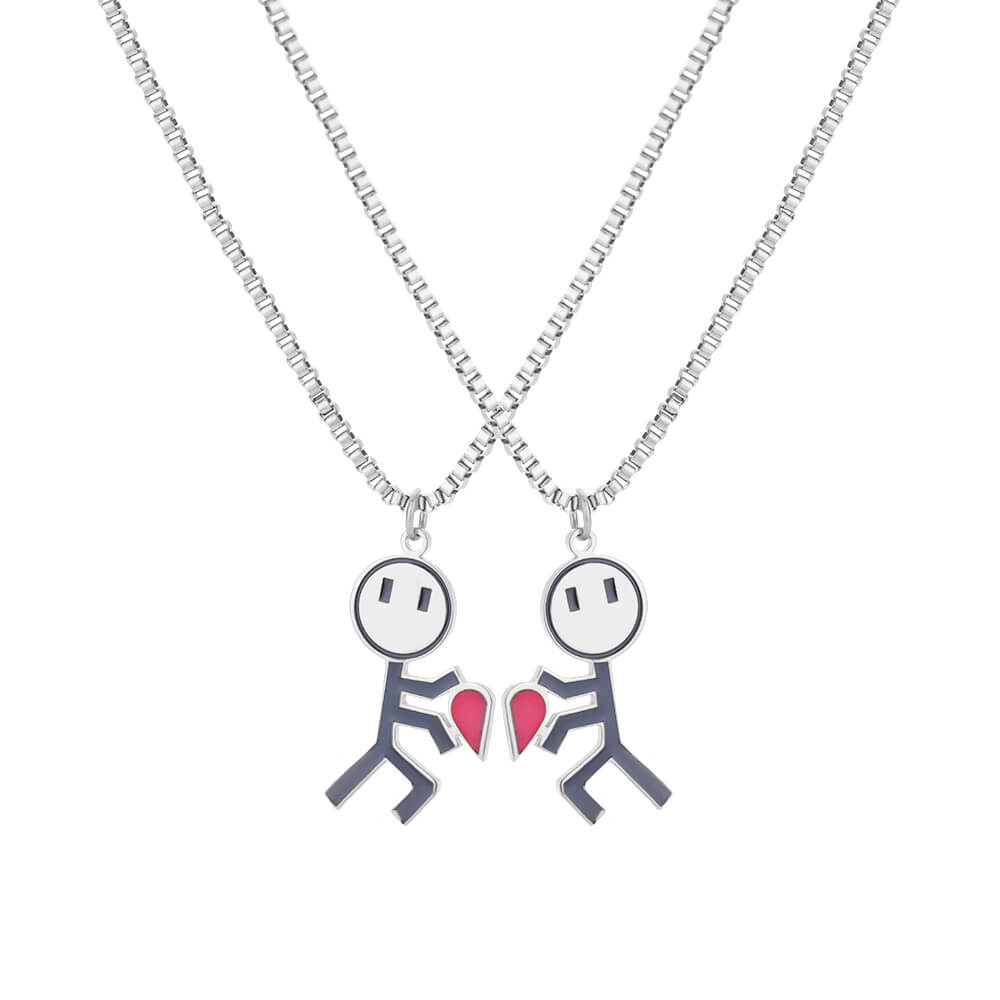 Romantic Couple Heart Pendant Necklace Set - Halri