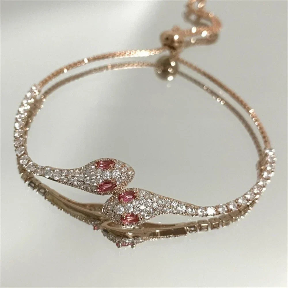 Shining Zircon Gemstone Flexible Bangle Bracelet - Halri