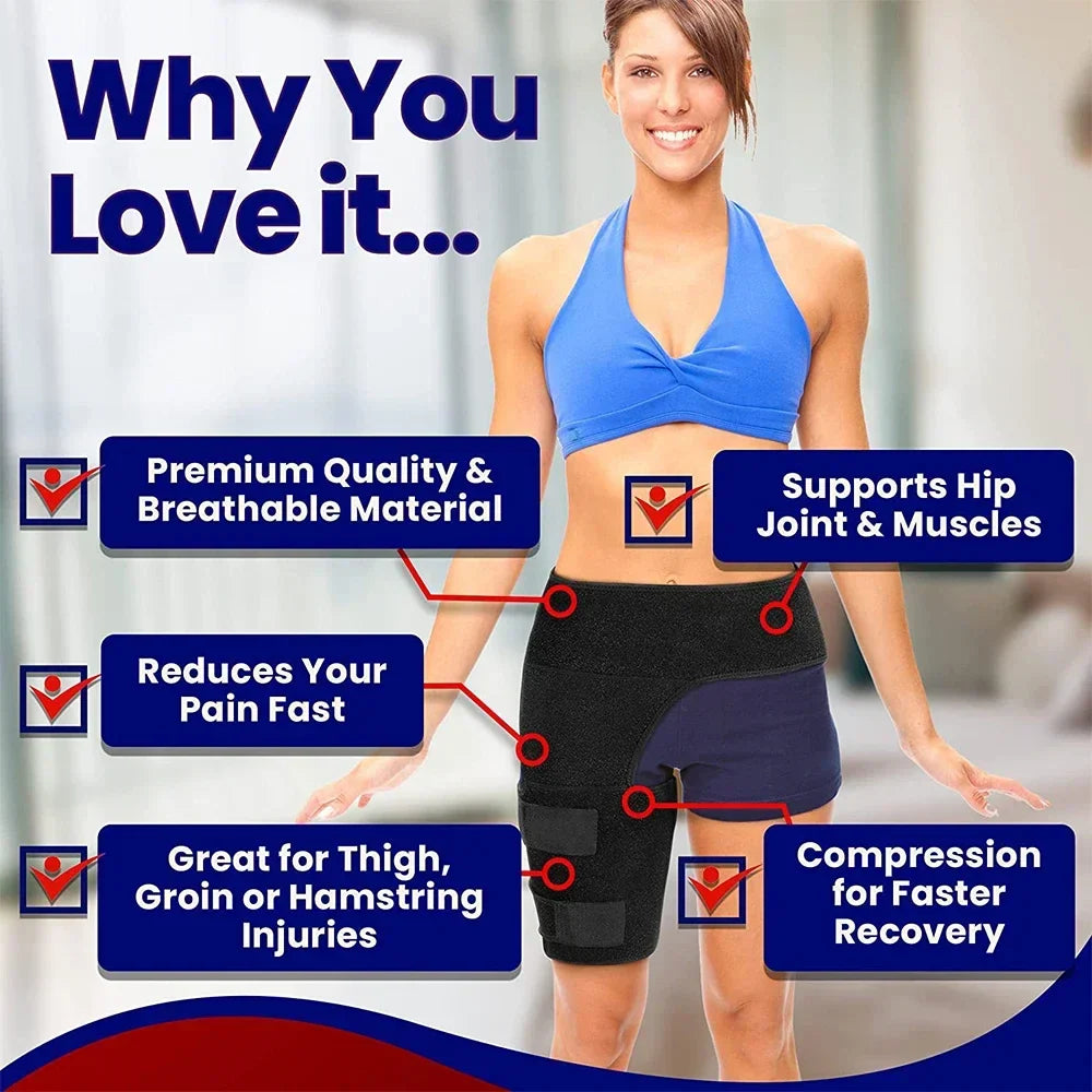 Neoprene Thigh Support Wrap - Adjustable Compression Sleeve