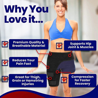 Neoprene Thigh Support Wrap - Adjustable Compression Sleeve