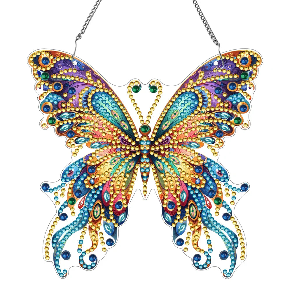 Pendentif décoratif papillon coloré en diamant