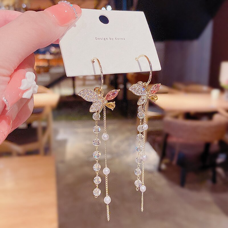 Magnifiques boucles d'oreilles pendantes à motif floral