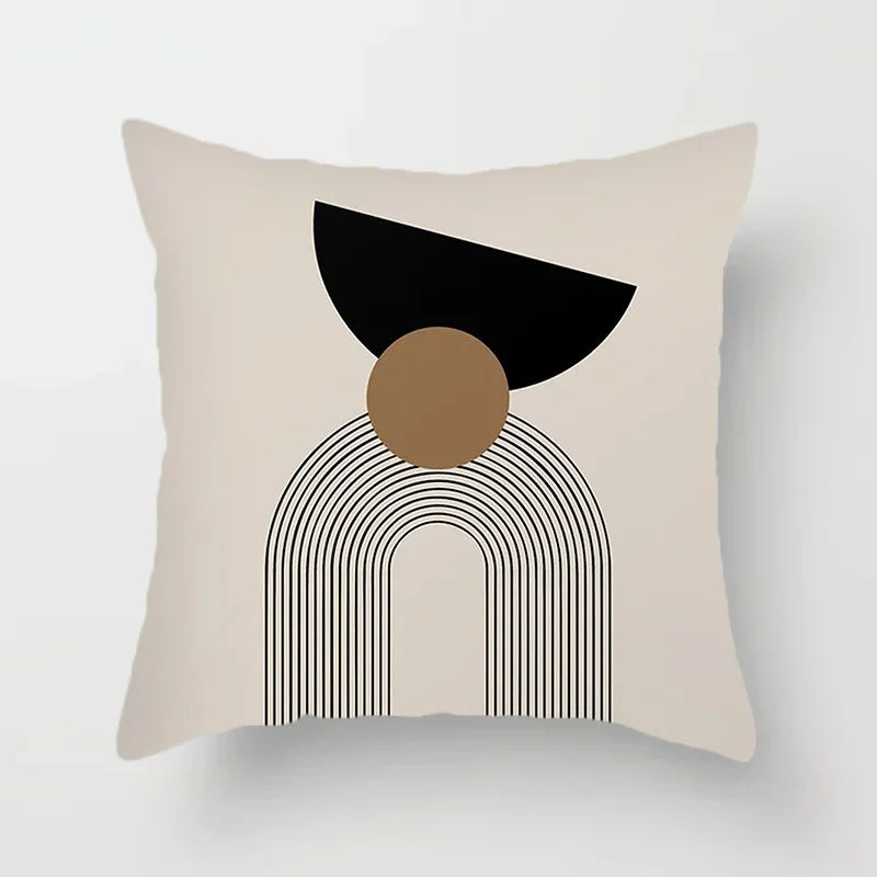 Housse de coussin décorative élégante noire et blanche à motifs abstraits