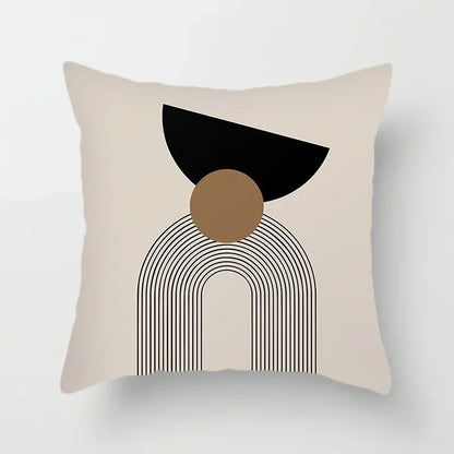 Housse de coussin décorative élégante noire et blanche à motifs abstraits