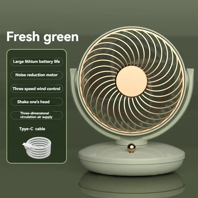 Ventilateur de bureau USB portable avec rotation à 360° et 3 vitesses