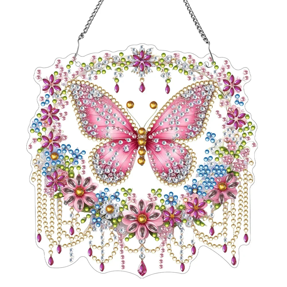 Pendentif décoratif papillon coloré en diamant