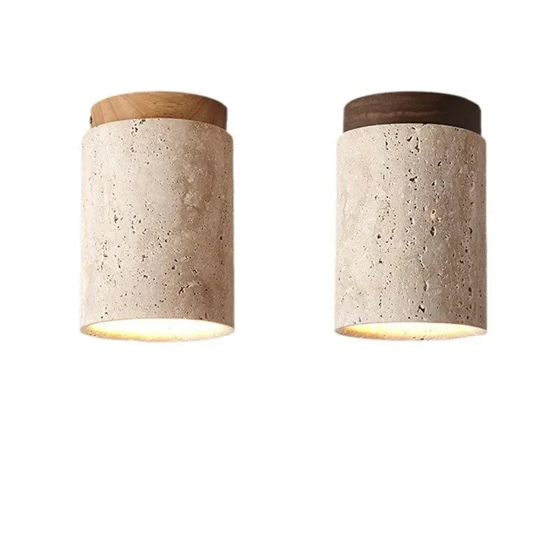 Elegant Travertine Ceiling Lamp Soft Ambient Lighting - Halri